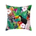 Tropical rainforest peach skin pillowcase with colorful parrots and palm leaves prints - Jungle Birds Floral (TPR337-33)