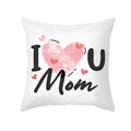 Federa per cuscino con cuore rosa, motivo I Love U Mom e trama marmorizzata - Stile Cuore I Love Mom (TPR366-6)