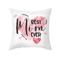 Cuore rosa e scritta Best Mom Ever su federa bianca in tessuto pelle di pesca - Stile Tipografico Best Mom Ever (TPR366-7)