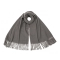 Detailed close-up of dark charcoal cashmere-like scarf showing soft texture and fringes - Dark Gray