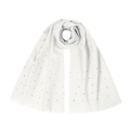 Witte dames sjaal met kleurrijke regenboog stippen en zachte textuur plooi - 180x63+4cm / Wit