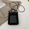 Mini borsa a tracolla nera in camoscio con manici superiori per donna - Nero