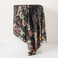 Retro paisley print square scarf in black and mint green with a silky satin finish - Large Square / 90*90cm / Black