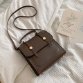 Deep brown vintage leather backpack with gold buckle accents for modern daily commuting - Brown