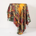 Ethnic paisley print satin scarf in bright yellow with silky smooth texture - Large Square / 90*90cm / Yellow