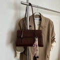 Minimalist deep brown retro shoulder tote bag with vintage texture and sleek flap design - No Pendant / Brown