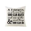 Polyester throw pillow cover with black typography print on natural beige fabric - Friendship Theme Style (JYM125-6) / 45x45cm