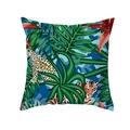 Peach skin pillowcase featuring tropical tiger, leopard, and green palm leaf prints - Leopard Tiger Lily Blue Camo (TPR337-36)