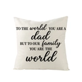 Square polyester pillow cover featuring black printed fatherhood quotes on beige fabric - Father's Praise Style (JYM125-8) / 45x45cm