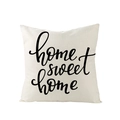 Square beige polyester cushion cover with black Home Sweet Home printed slogan - Home Sweet Home Handdrawn Style (JYM125-9) / 45x45cm