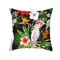 Tropical peach skin pillowcase with colorful parrots and hibiscus on black background - Black Pink Macaw Parrot (TPR337-39)