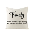 Square beige polyester cushion cover featuring black Family quote print and text - Family Definition Quote Style (JYM125-10) / 45x45cm
