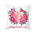 Fodera per cuscino con cuore rosa e ghirlanda floreale Happy Mother's Day su bianco - Stile Cuore Floreale e Bacche (TPR366-16)