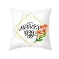 Federa per cuscino Festa della Mamma con testo artistico nero e fiori rossi acquerello - Stile Floreale Cornice Geometrica Oro (TPR366-19)