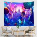 Colorful mushroom castle tapestry in a dreamy forest for bedroom wall decoration - Colorful Psychedelic Castle (CGT059-6)