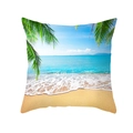 Housse de coussin carrée avec motif de plage tropicale et océan bleu vif - Style Paysage de Plage Tropicale (TPR379-5)