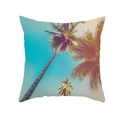 Housse de coussin plage océan avec motif de palmiers et ciel bleu pour déco de canapé - Style Palmier Ton Chaud Vintage (TPR379-8)