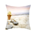 Housse de coussin d'été avec imprimé glace et tongs sur un fond blanc épuré - Style Glace et Tongs (TPR379-10)