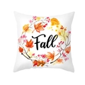 Housse de coussin carrée avec couronne de feuilles d'érable et texte Fall sur fond blanc - TPR388-6