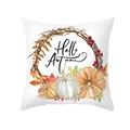 Housse de coussin Hello Autumn avec citrouille et feuilles d'automne en blanc - TPR388-7