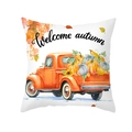 Housse de coussin d'automne carrée avec motif de camion orange et citrouilles - TPR388-9