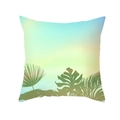 Silhouette de feuilles tropicales sur une housse de coussin dégradé bleu-vert - Style Végétation Tropicale Dégradé de Trois Couleurs (TPR379-17)