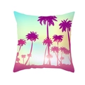 Housse de coussin plage d'été avec dégradé turquoise et violet et motif de cocotiers - Style Cocoteraie Dégradé Cyan à Magenta (TPR379-18)