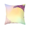 Housse de coussin carrée avec dégradé macaron et motif de feuilles de palmier violettes - Style Plantes Tropicales Dégradé Macaron (TPR379-19)