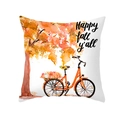 Housse de coussin d'automne avec vélo vintage orange, citrouilles et arbres colorés - TPR388-12