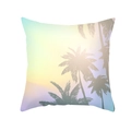 Housse de coussin d'été avec silhouette de cocotier sur un fond dégradé tropical - Style Silhouette de Cocotier Dégradé Bleu Lac (TPR379-20)