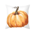 Housse de coussin d'automne avec citrouille aquarelle sur tissu peau de pêche blanc - TPR388-16