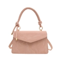Bolso bandolera rosa de tendencia con textura plisada, asa anudada y aros dorados - L / Rosa
