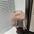 Sac à dos rose minimaliste avec fenêtre transparente et nœud décoratif pour étudiants - Sans pendentif / Rose