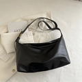 Bolso tote negro minimalista de gran capacidad en piel sintética con hebillas doradas - Negro