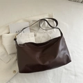 Bolso tote vintage marrón chocolate de cuero sintético con correa ancha de diario - Marrón