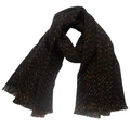 Detailed view of black winter scarf with colorful speckled pattern and fringed edges - Black Speckled