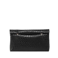 Minimalistische schwarze Clutch aus gewebtem PU-Leder mit goldenen Beschlägen und Magnetverschluss - Schwarz