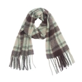 Detail of soft checkered scarf with fringe tassels in mint, brown, and coral tones - 180*50+10CM / 02# Green