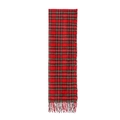 Detailed close-up of red plaid scarf fabric texture and fringe tassel ornaments - 06# Red