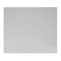 White pointelle knit shawl with hollow geometric patterns and symmetrical fringes - 95x95cm / White