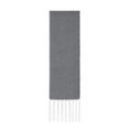 Gray double-sided wool scarf with contrast white stitching and long tassel trim decor - Gray