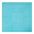 Elegant bright blue square knit shawl with white geometric diamond patterns in a flat lay - 95x95cm / 10# Lake Blue