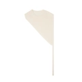 Detail of off-white knitted asymmetric shawl showing round neck and soft texture - Off White