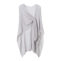 Close-up of light gray knitted shawl featuring fine texture and elegant knot detail - Light Gray