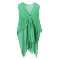 Women's bright green knitted shawl vest with elegant front knot design and V-neckline - Green