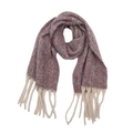 Detailed knit texture of burgundy wavy jacquard scarf with chunky beige tassels - Coffee Purple Water Ripple