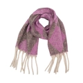 Detail of argyle knit scarf featuring purple and brown patterns with creamy white tassels - Purple Argyle (04#)
