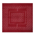 Deep red square scarf with white geometric Bandhani patterns and diamond lattice - 95x95cm / Jujube Red
