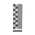 Detail of knit scarf showing black and white checkerboard pattern and ribbed edges - Gray