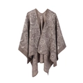 Women's paisley jacquard wool shawl in earthy brown and beige tones with ethnic pattern - One Size / Brown